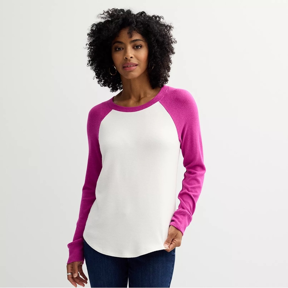 NWT Sonoma Cozy Baseball Pullover White & Pink Size XXL